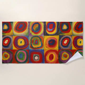 Squares with Concentric Circles Beach Towel