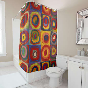 Squares with Concentric Circles Shower Curtain