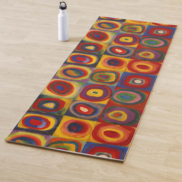 Squares with Concentric Circles Yoga Mat